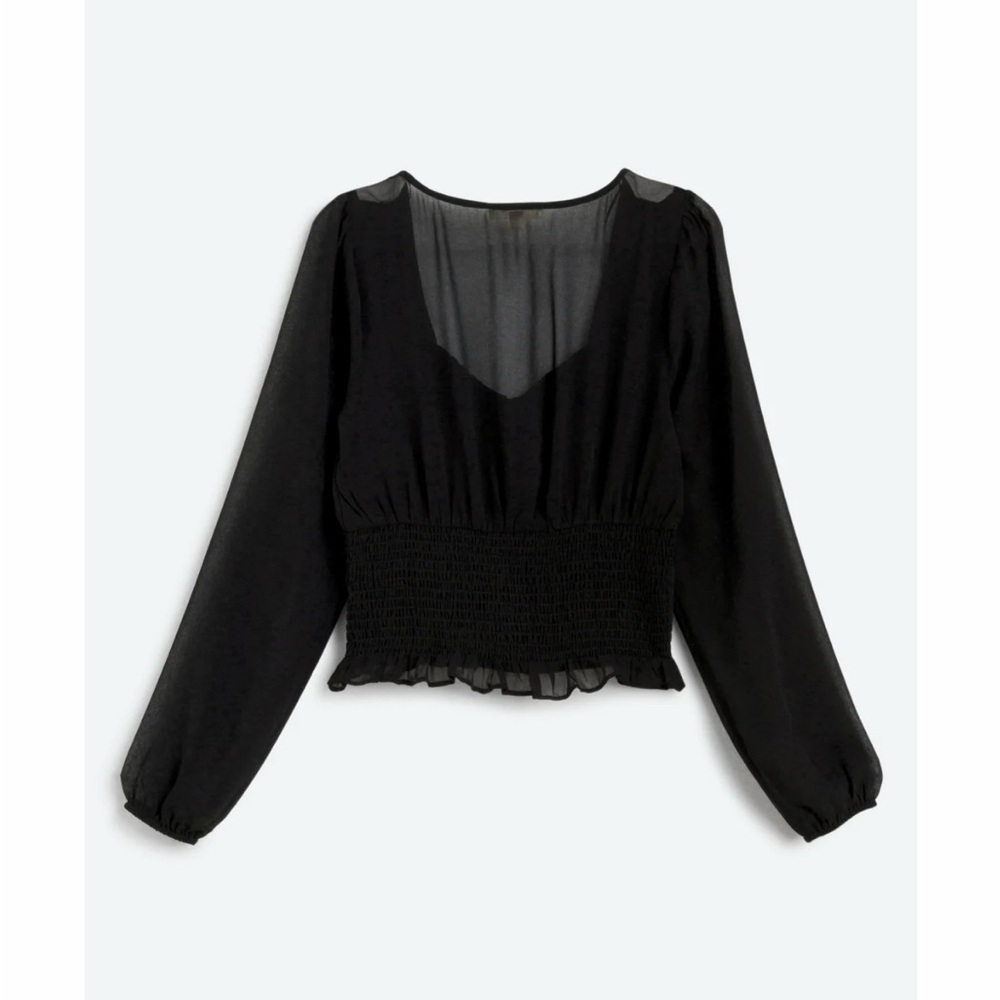 NWOT Nine Britton Willow Sheer Sleeve Smocked Blouse - Picture 5 of 6